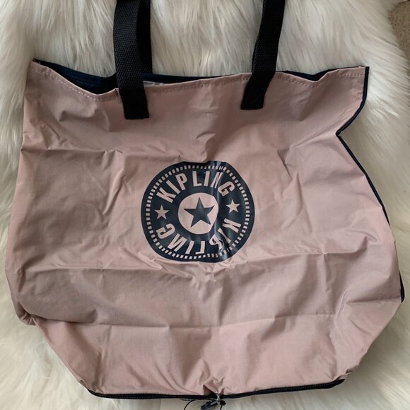 KIPLING Hip Hurray Packable Tote Bag in Dusty Taupe/Blue - Picture 1 of 3